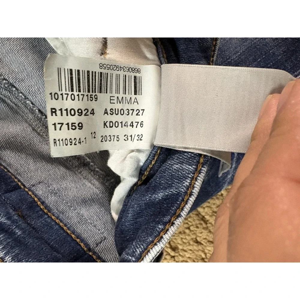 Mavi Jeans Women 33 Emma Slim Boyfriend Distressed Low Rise Acid Wash